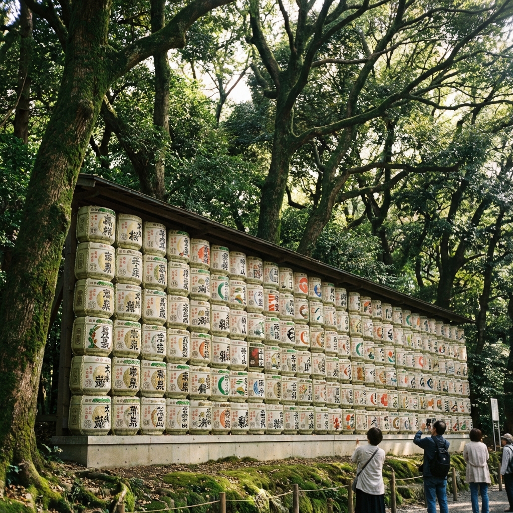 Sake barrels at Meiji Shrine